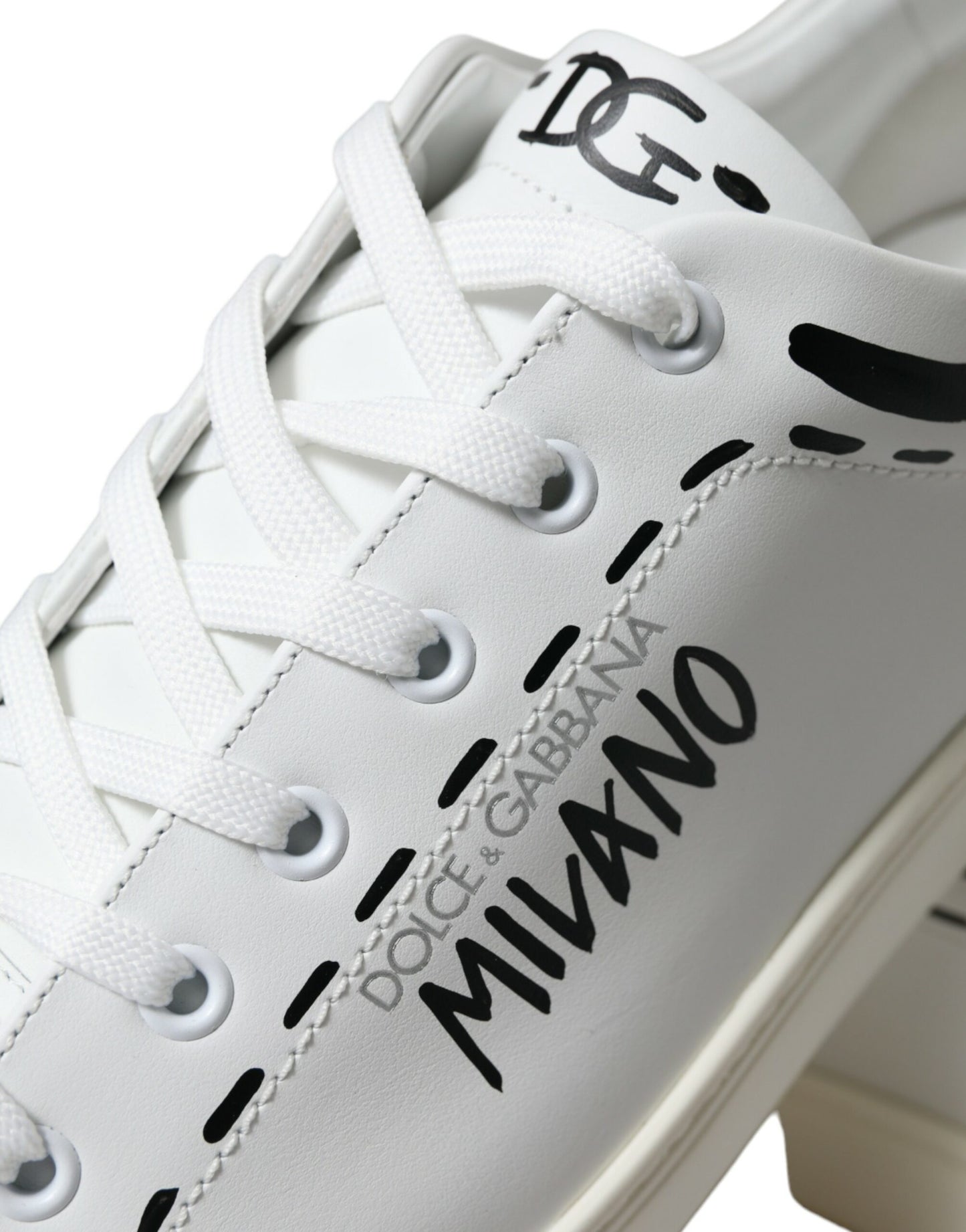 Dolce & Gabbana White Gray Leather LOVE Milano Sneakers Shoes