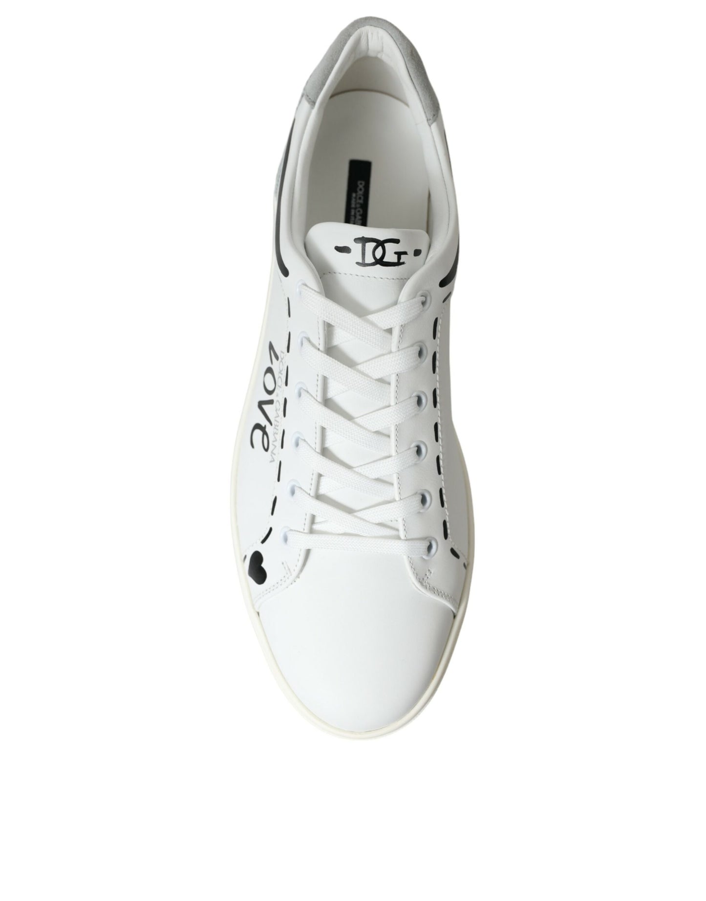 Dolce & Gabbana White Gray Leather LOVE Milano Sneakers Shoes