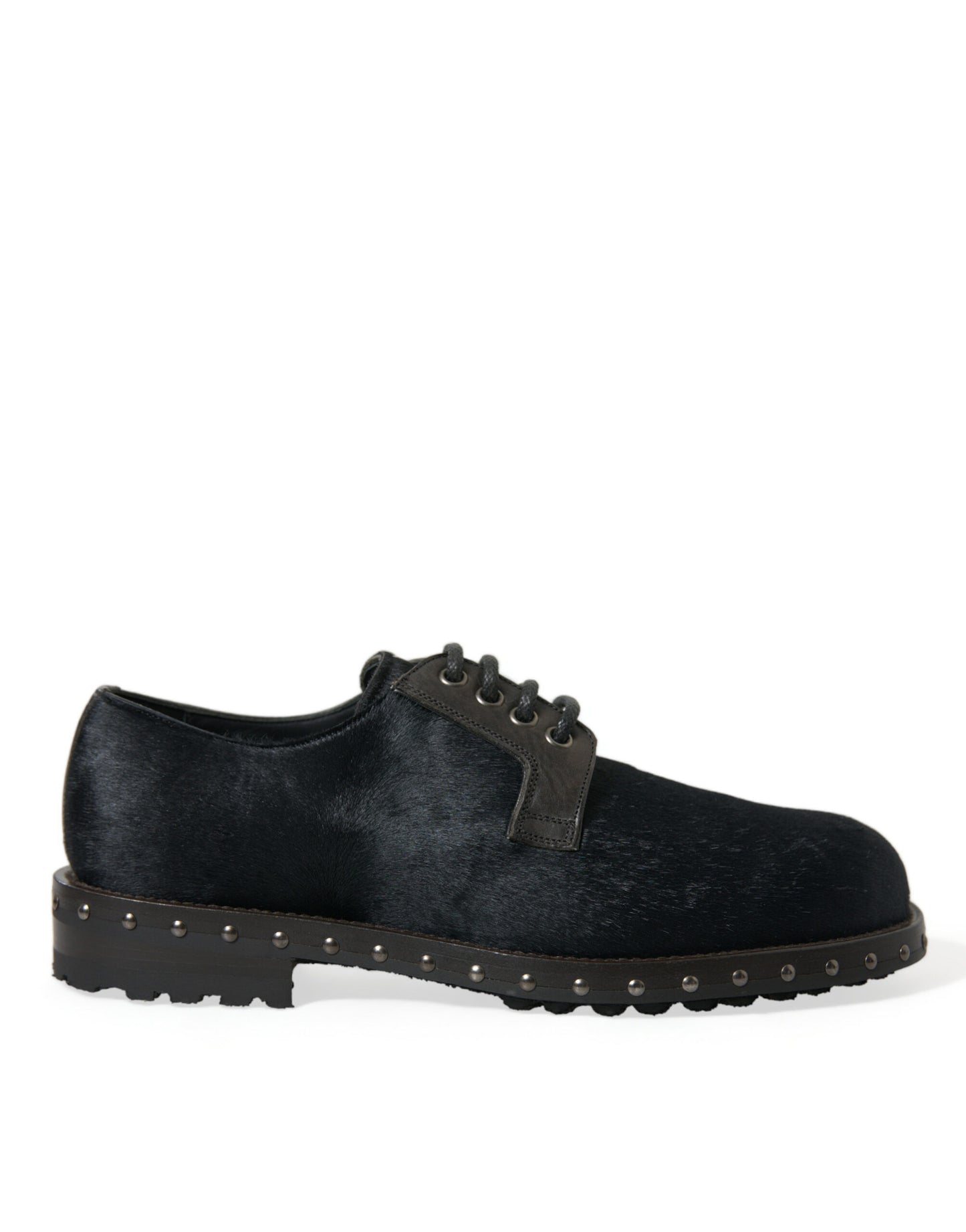 Dolce & Gabbana Black Stable Fur Derby SAN PIETRO Dress Shoes