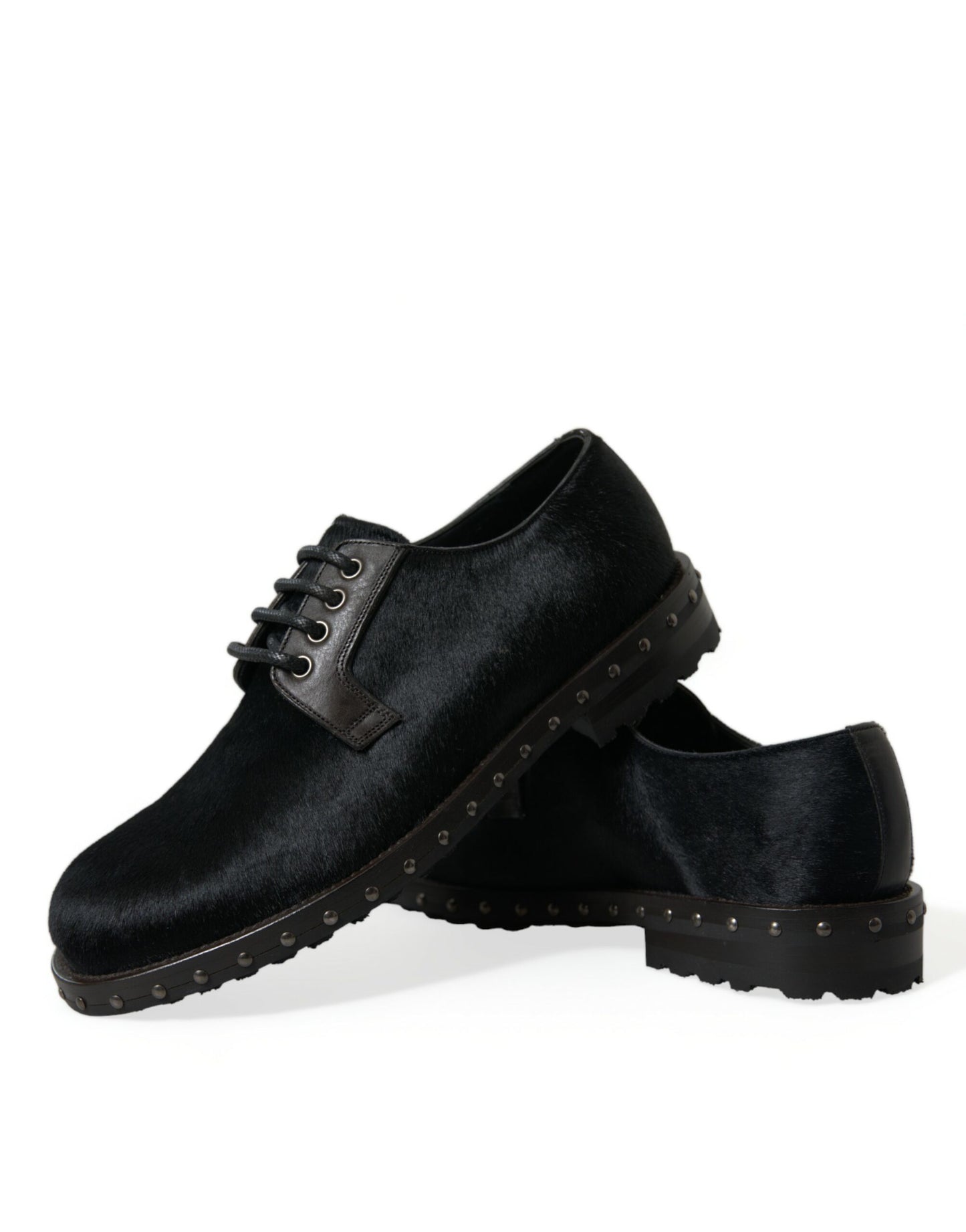 Dolce & Gabbana Black Stable Fur Derby SAN PIETRO Dress Shoes