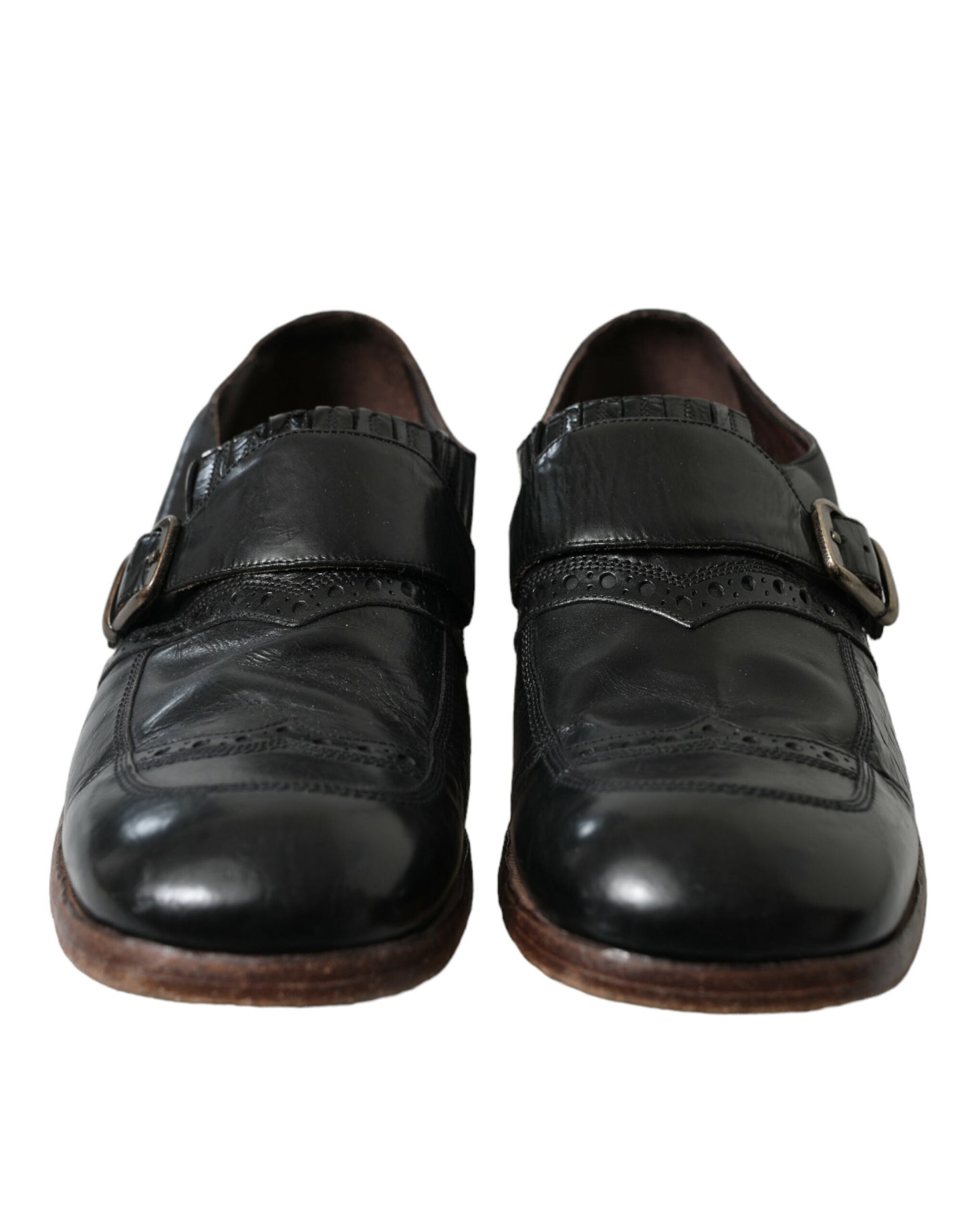 Dolce & Gabbana Black Leather Strap Mocassin Dress Shoes