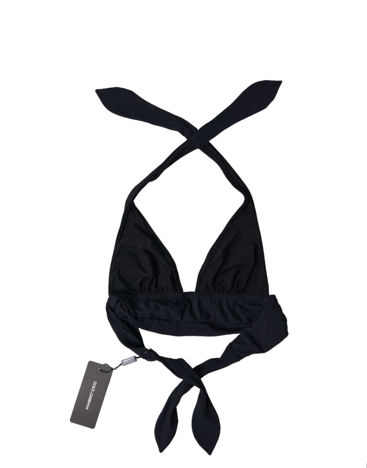 Dolce & Gabbana Black Nylon Stretch Swimwear Halter Top Bikini