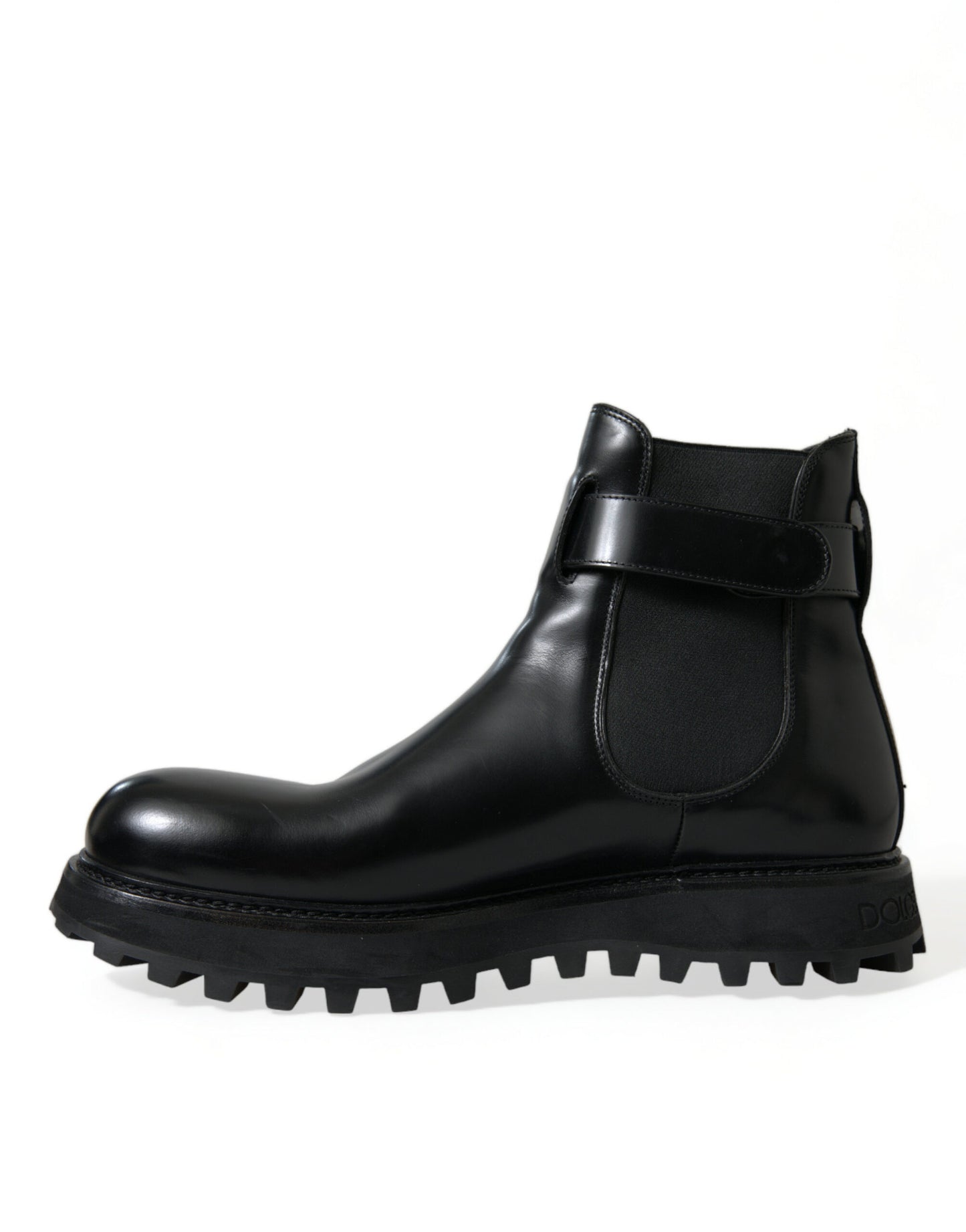 Dolce & Gabbana Black Chelsea Belted DG Logo Boots Shoes