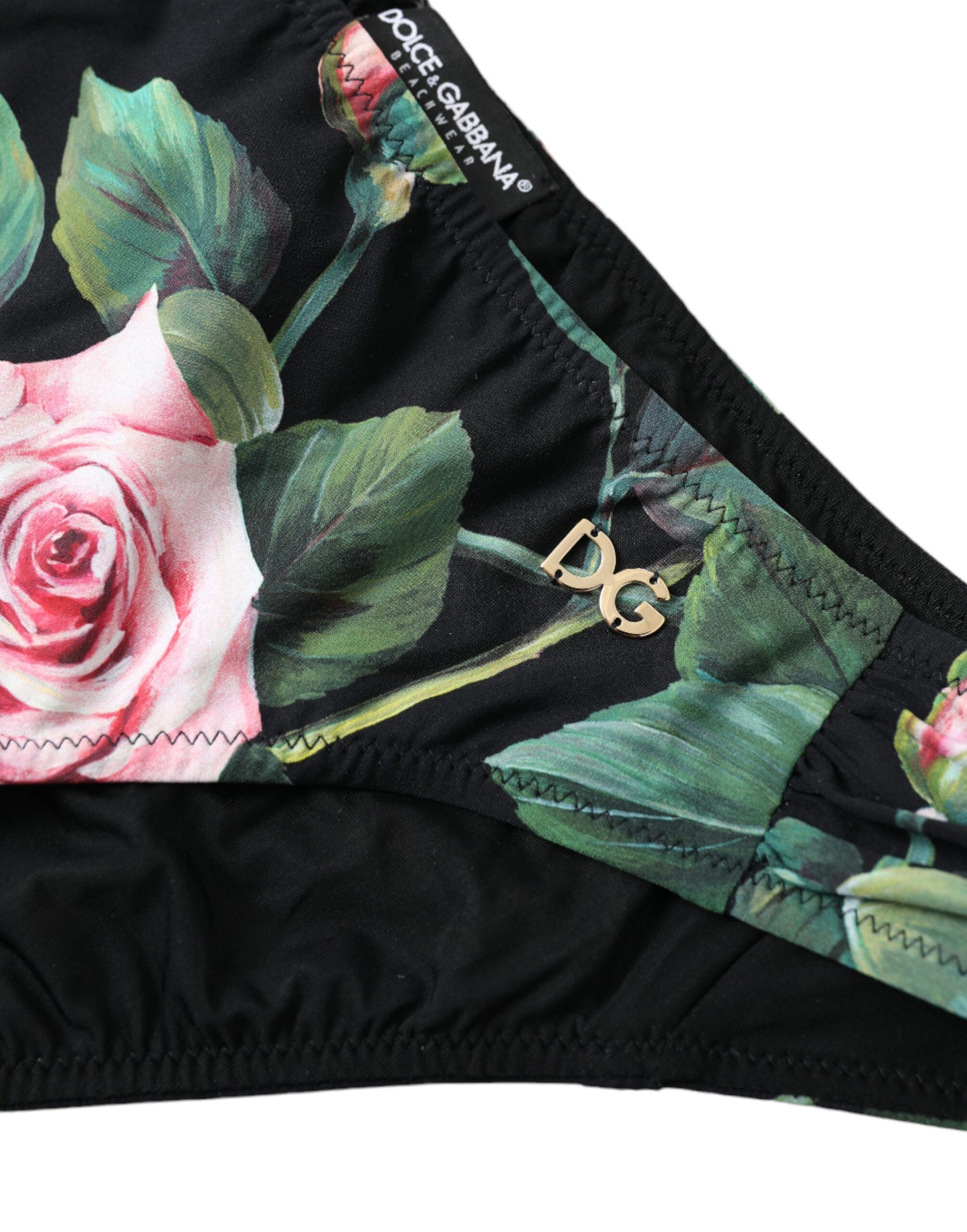 Dolce & Gabbana Black Floral Swimwear Bottom Beachwear Bikini