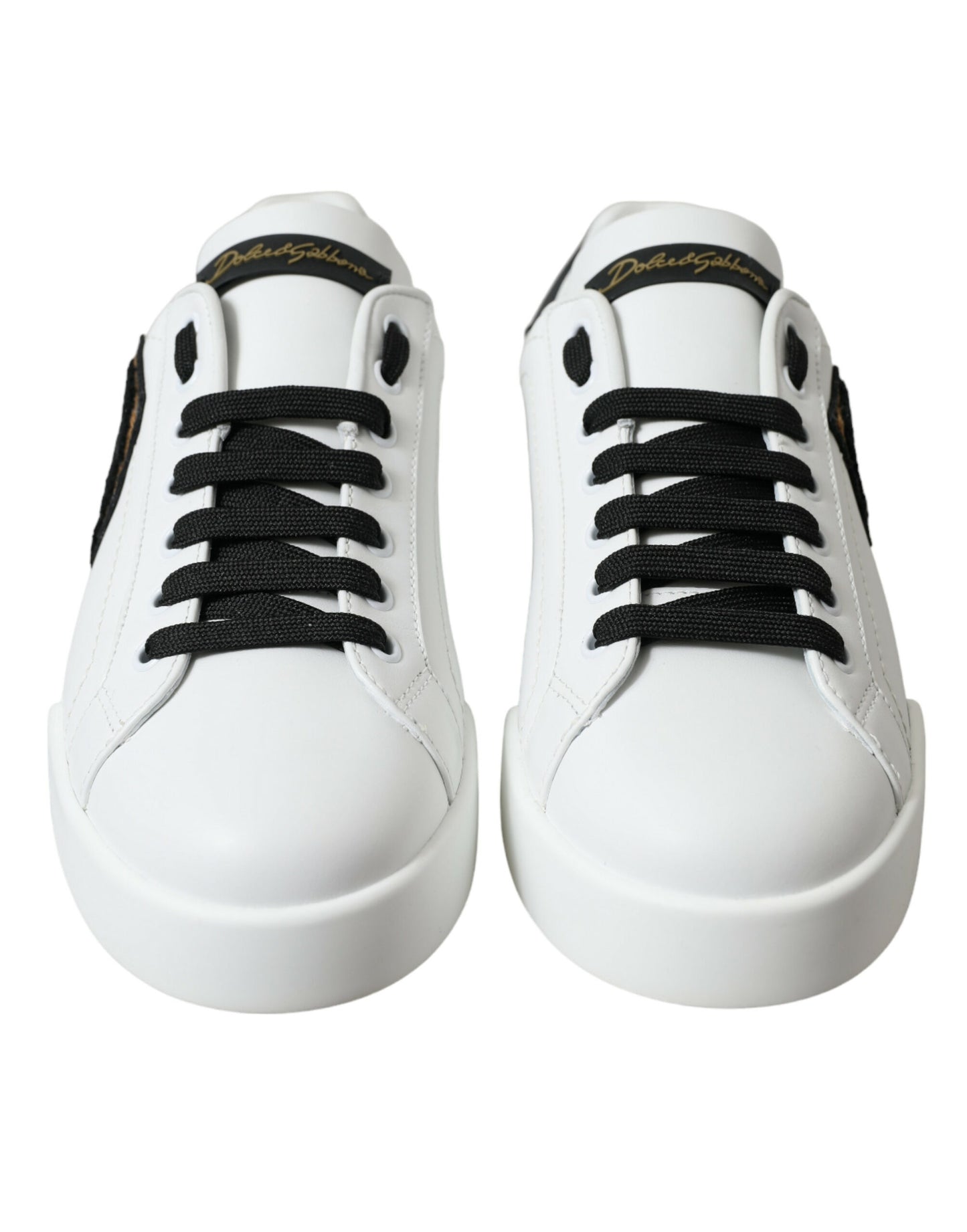 Dolce & Gabbana White Black Patch Portofino Sneakers Shoes