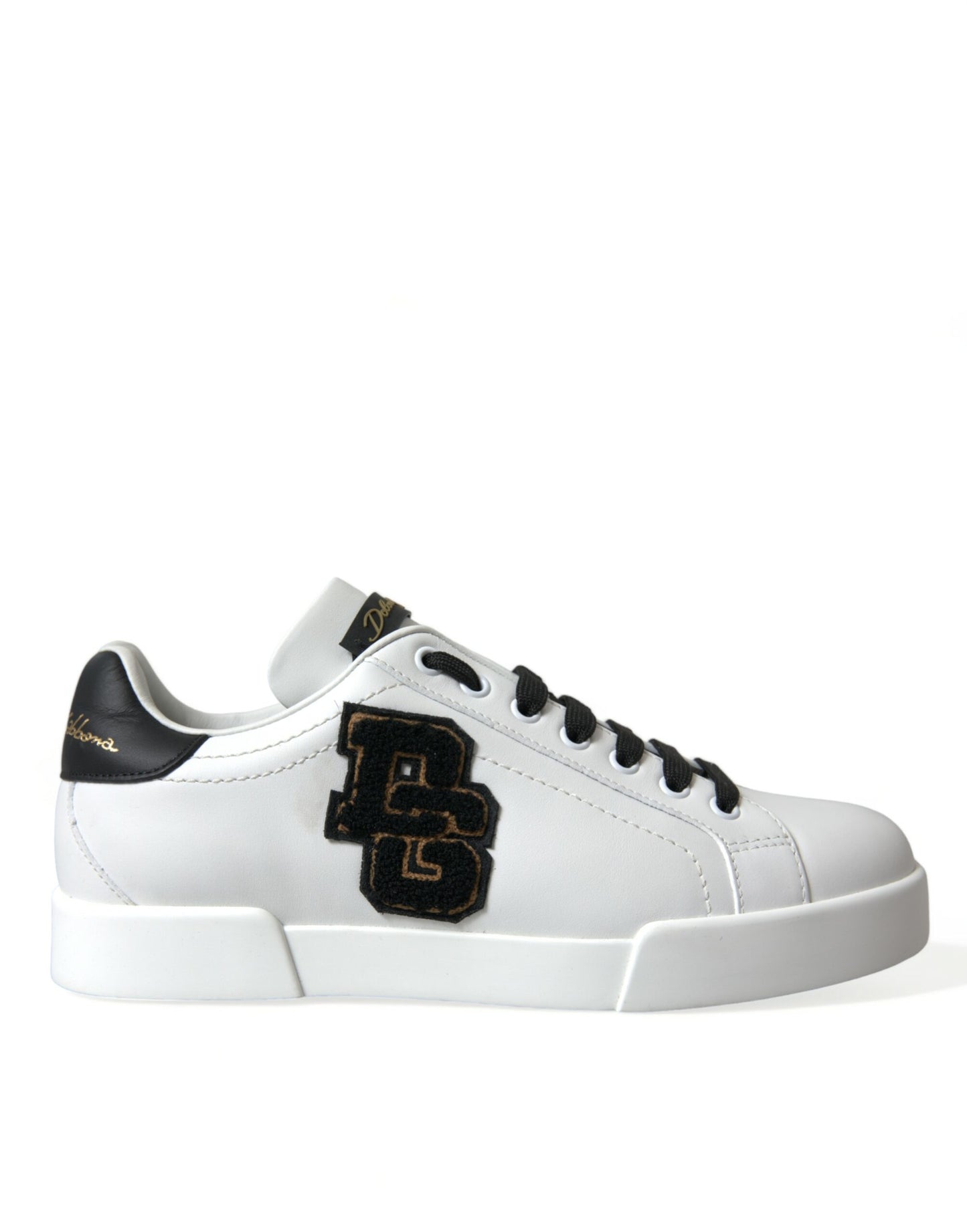 Dolce & Gabbana White Black Patch Portofino Sneakers Shoes