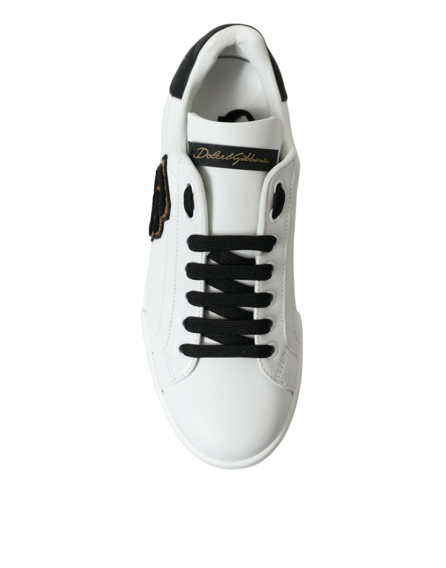 Dolce & Gabbana White Black Patch Portofino Sneakers Shoes