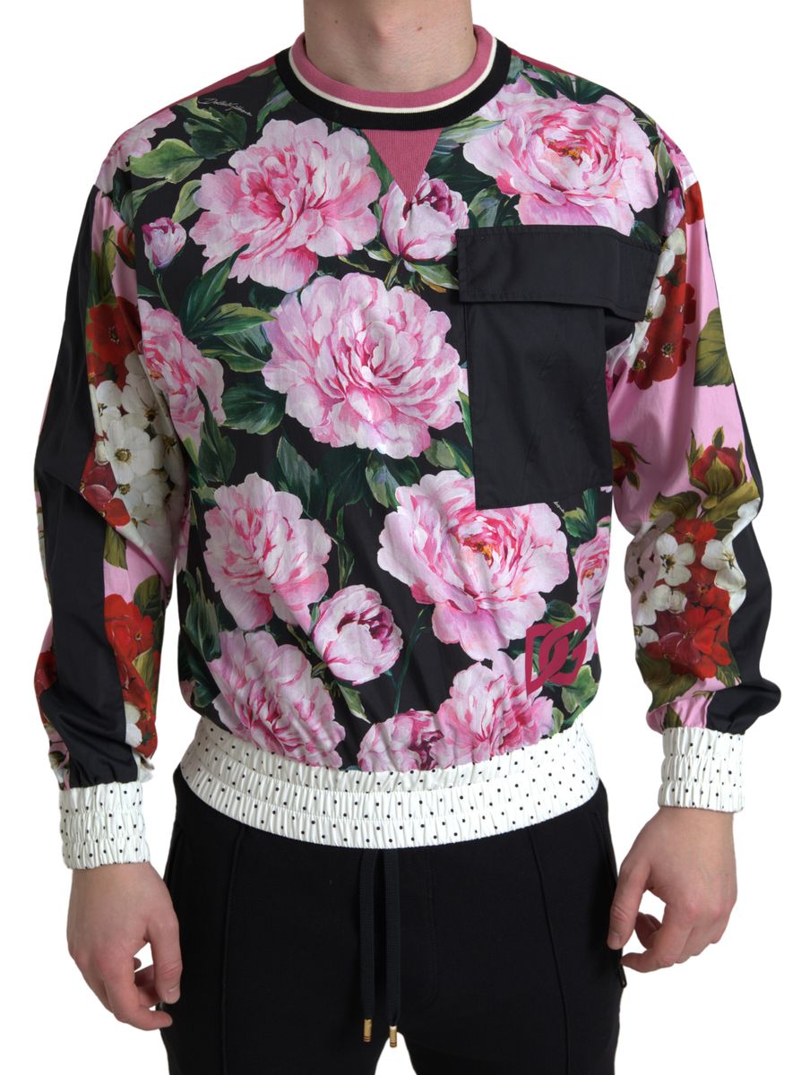 Dolce & Gabbana Pink Floral Roses Crewneck Top Sweater