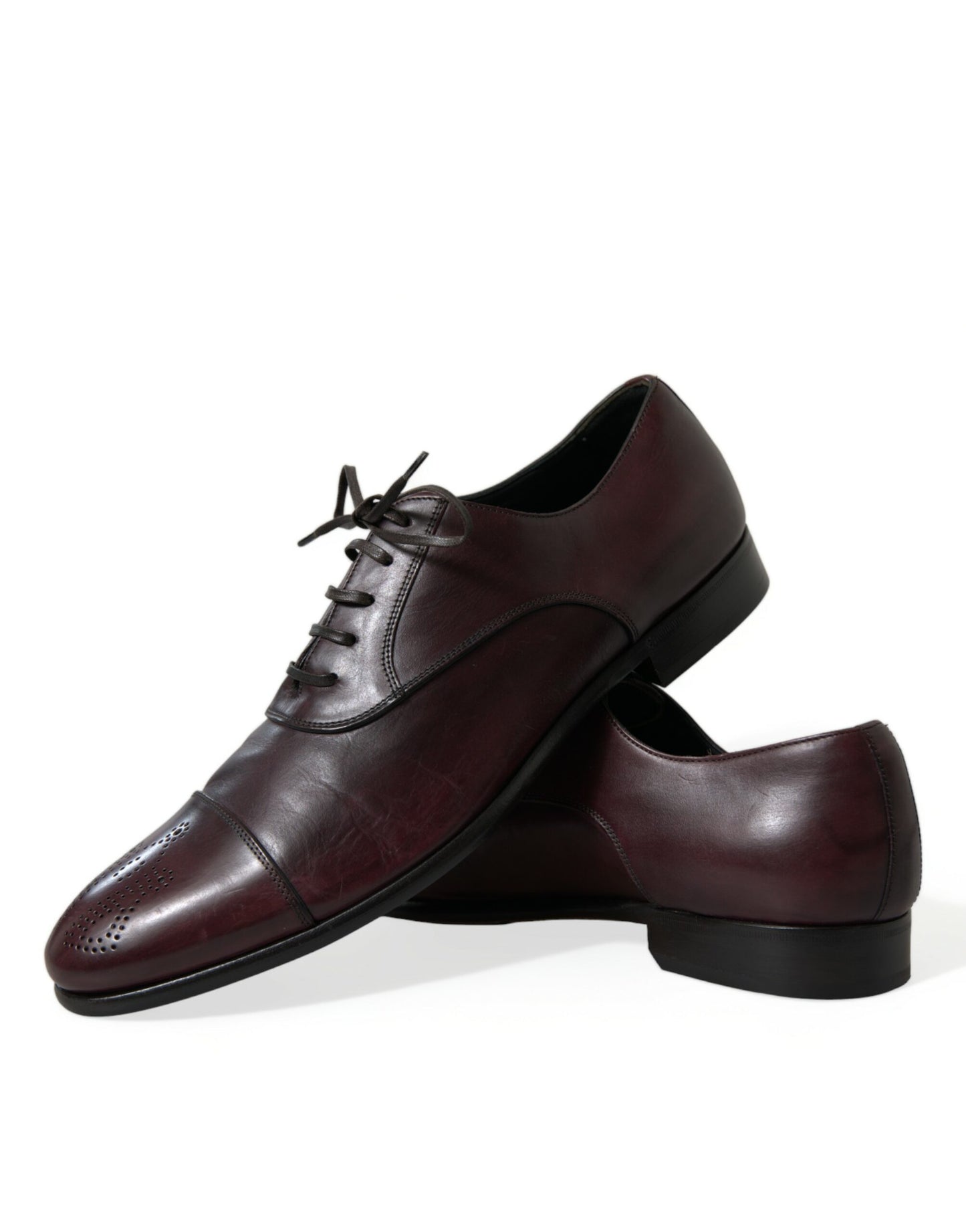 Dolce & Gabbana Bordeaux Leather Men Formal Derby Dress Shoes