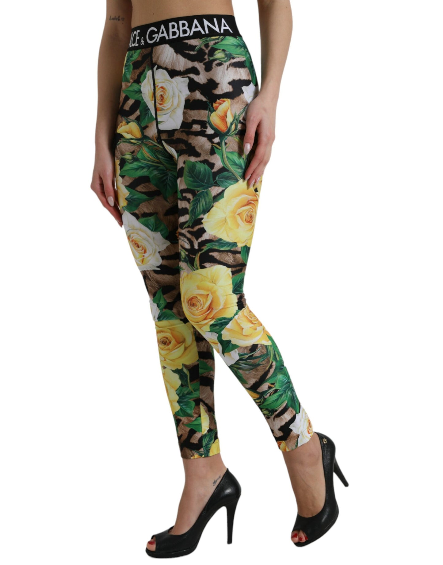 Dolce & Gabbana Multicolor Floral High Waist Leggings Pants