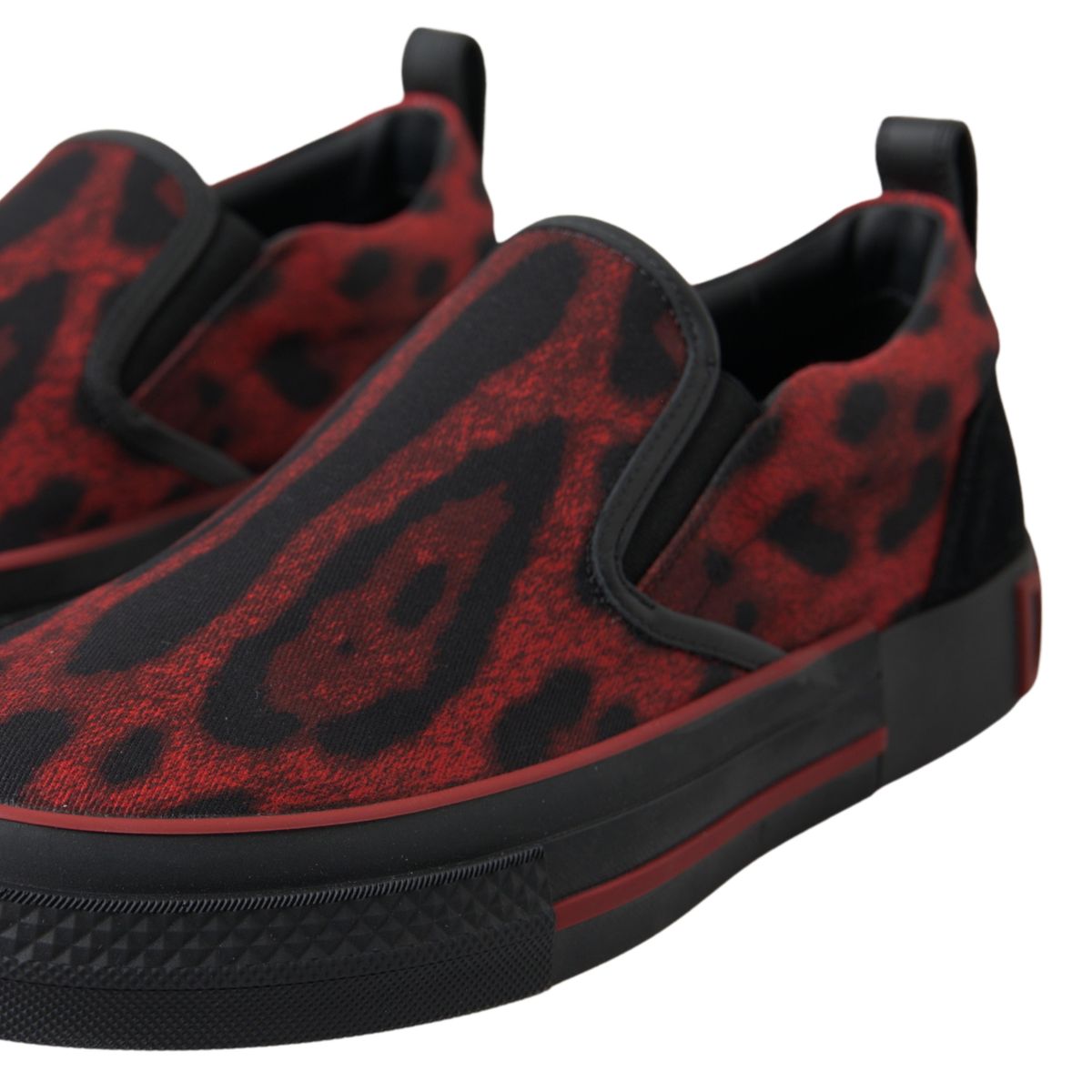 Dolce & Gabbana Red Black Leopard Loafers Sneakers Shoes