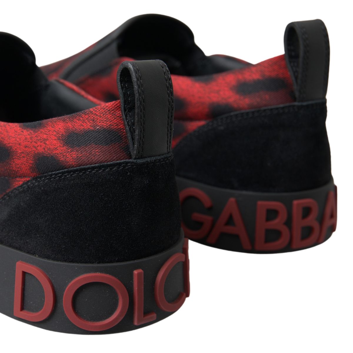 Dolce & Gabbana Red Black Leopard Loafers Sneakers Shoes