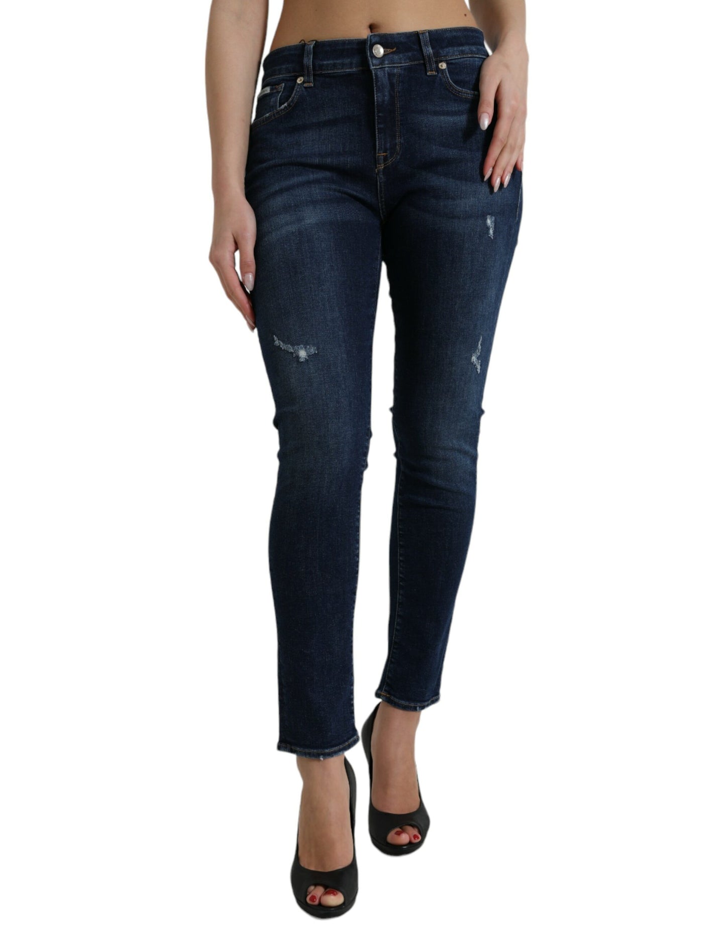 Dolce & Gabbana Dark Blue Cotton Stretch Denim Skinny Jeans