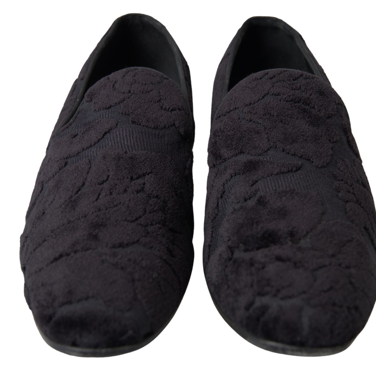 Dolce & Gabbana Black Brocade Loafers Formal Shoes