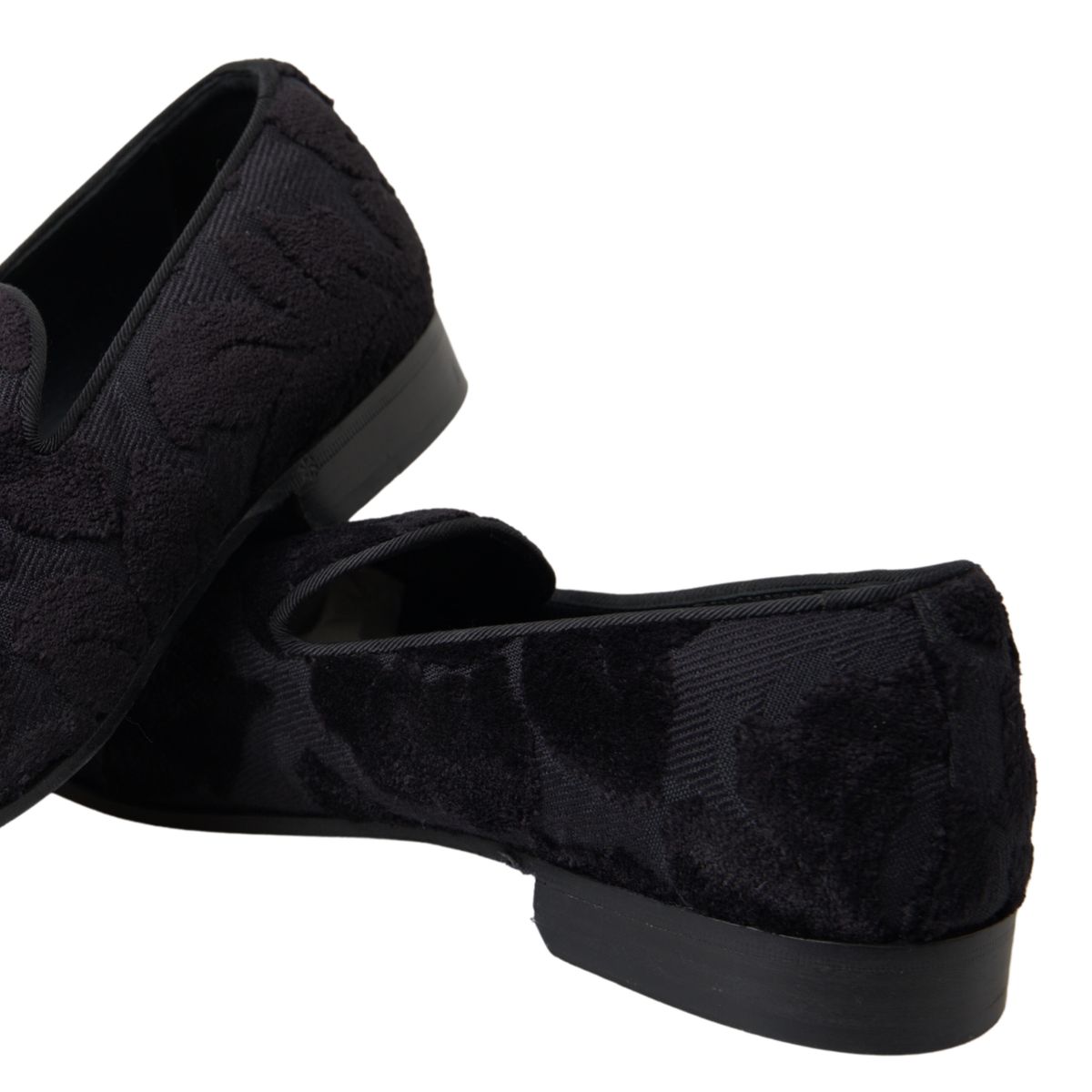 Dolce & Gabbana Black Brocade Loafers Formal Shoes