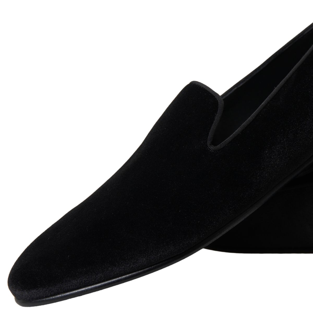 Dolce & Gabbana Black Velvet Loafers Formal Shoes