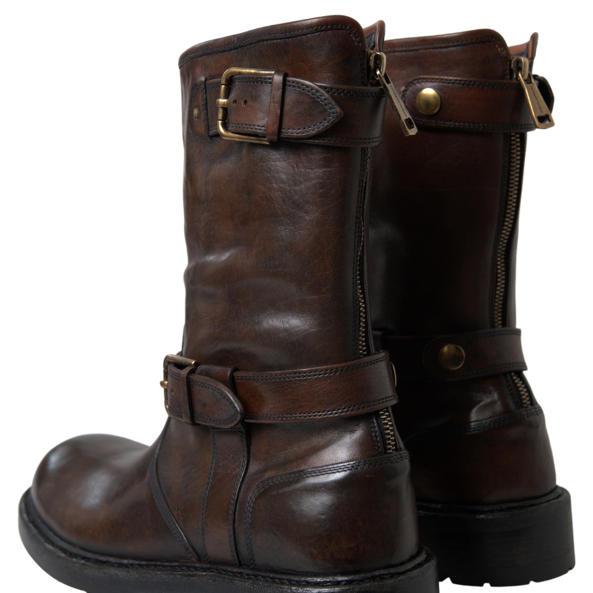 Dolce & Gabbana Brown Leather Midcalf Mens Boots