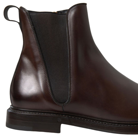 Dolce & Gabbana Brown Leather Chelsea Mens Boots Shoes