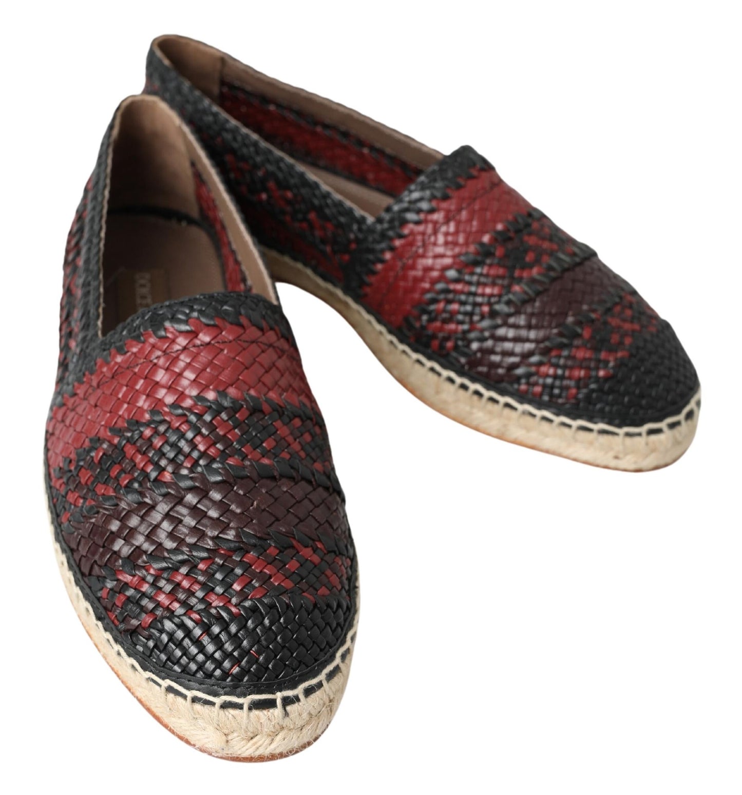 Dolce & Gabbana Black Bordeaux Buffalo Leather Espadrille Shoes