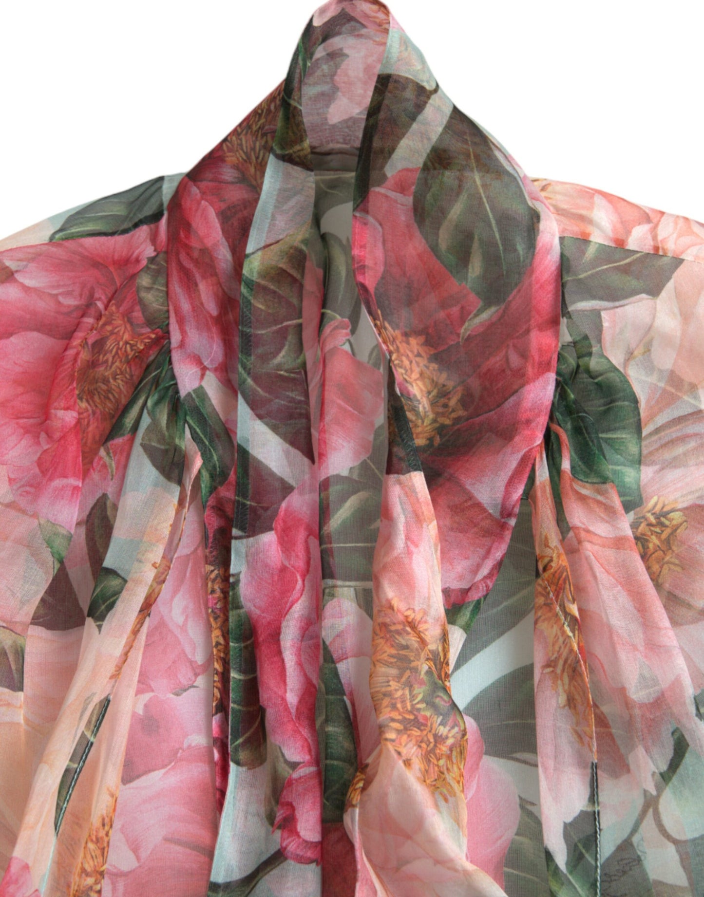 Dolce & Gabbana Multicolor Camelia Print Silk Chiffon Coat