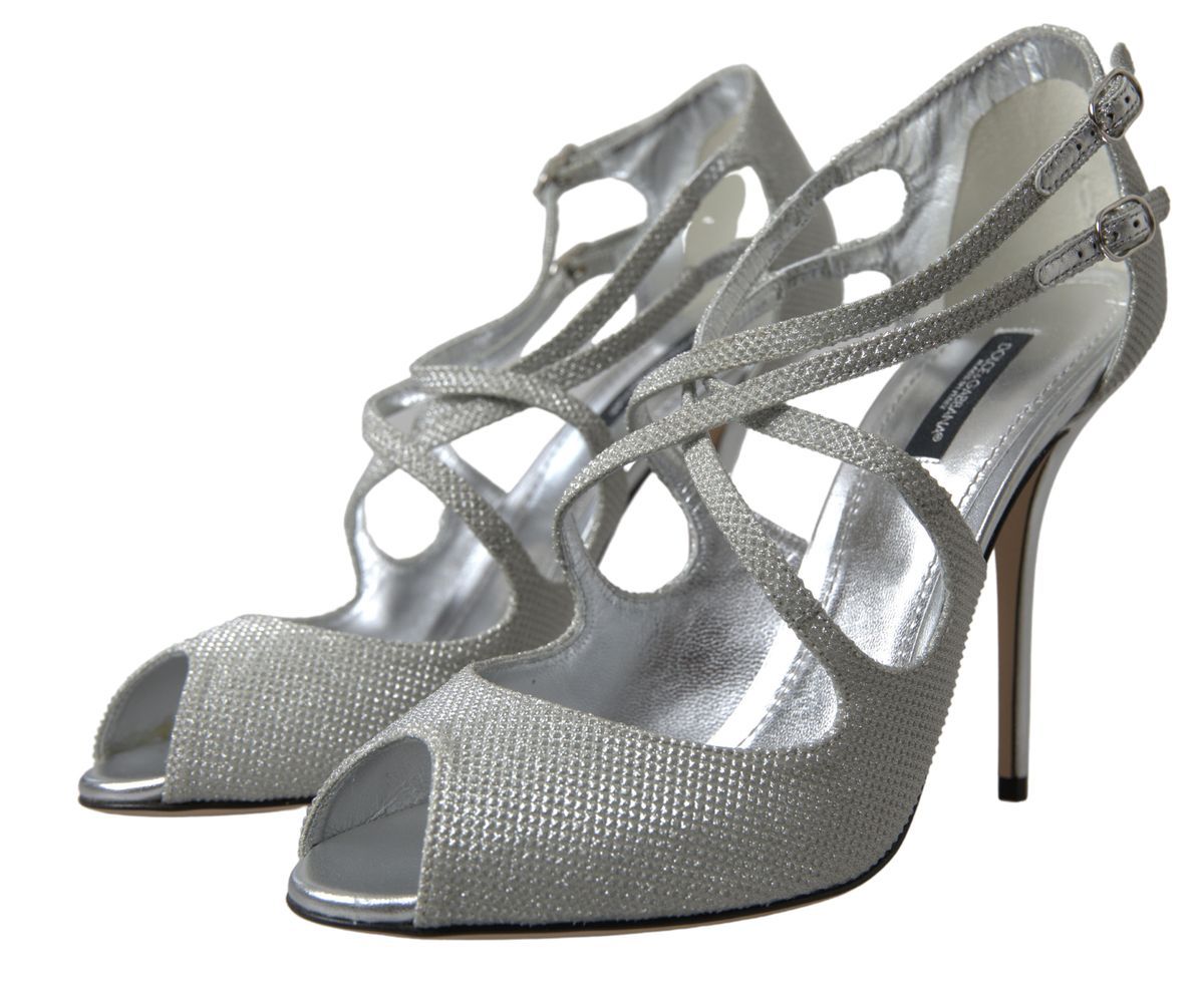 Dolce & Gabbana Silver Shimmers Sandals Heel Pumps Shoes