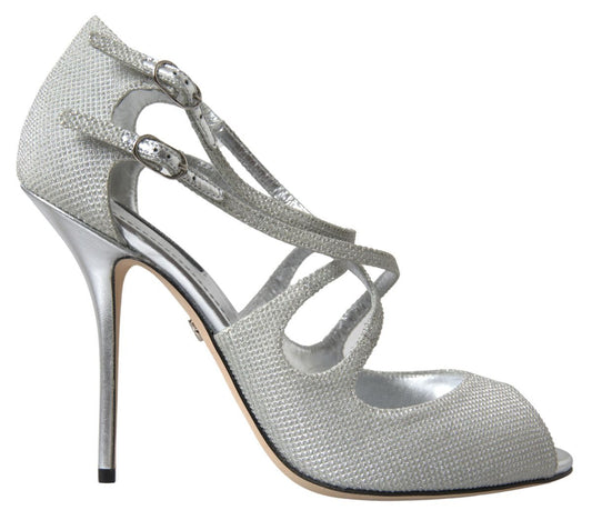 Dolce & Gabbana Silver Shimmers Sandals Heel Pumps Shoes