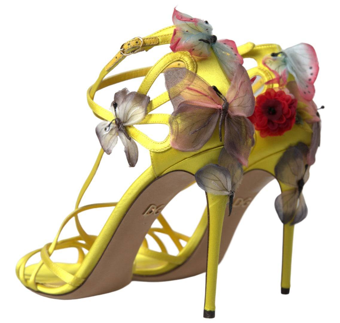 Dolce & Gabbana Yellow Keira Butterfly Appliqués Sandals