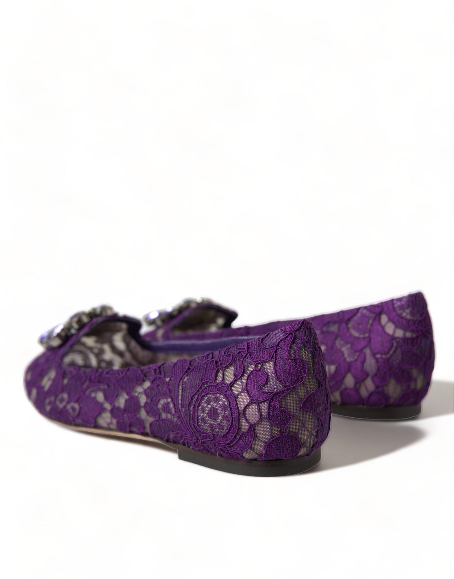 Dolce & Gabbana Purple Vally Taormina Lace Crystals Flats Shoes