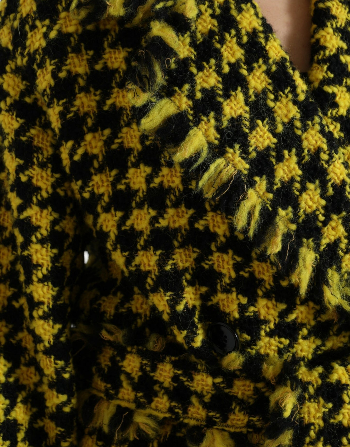 Dolce & Gabbana Yellow Houndstooth Long Sleeve Coat Jacket