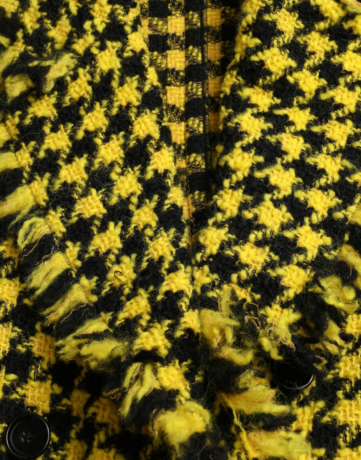 Dolce & Gabbana Yellow Houndstooth Long Sleeve Coat Jacket