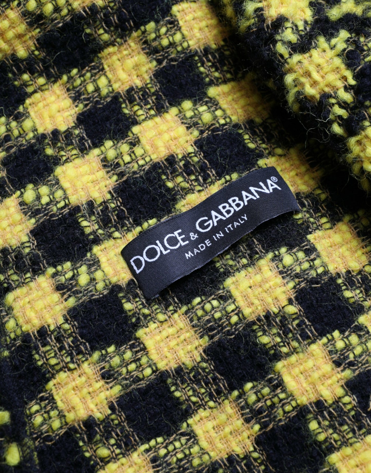 Dolce & Gabbana Yellow Houndstooth Long Sleeve Coat Jacket