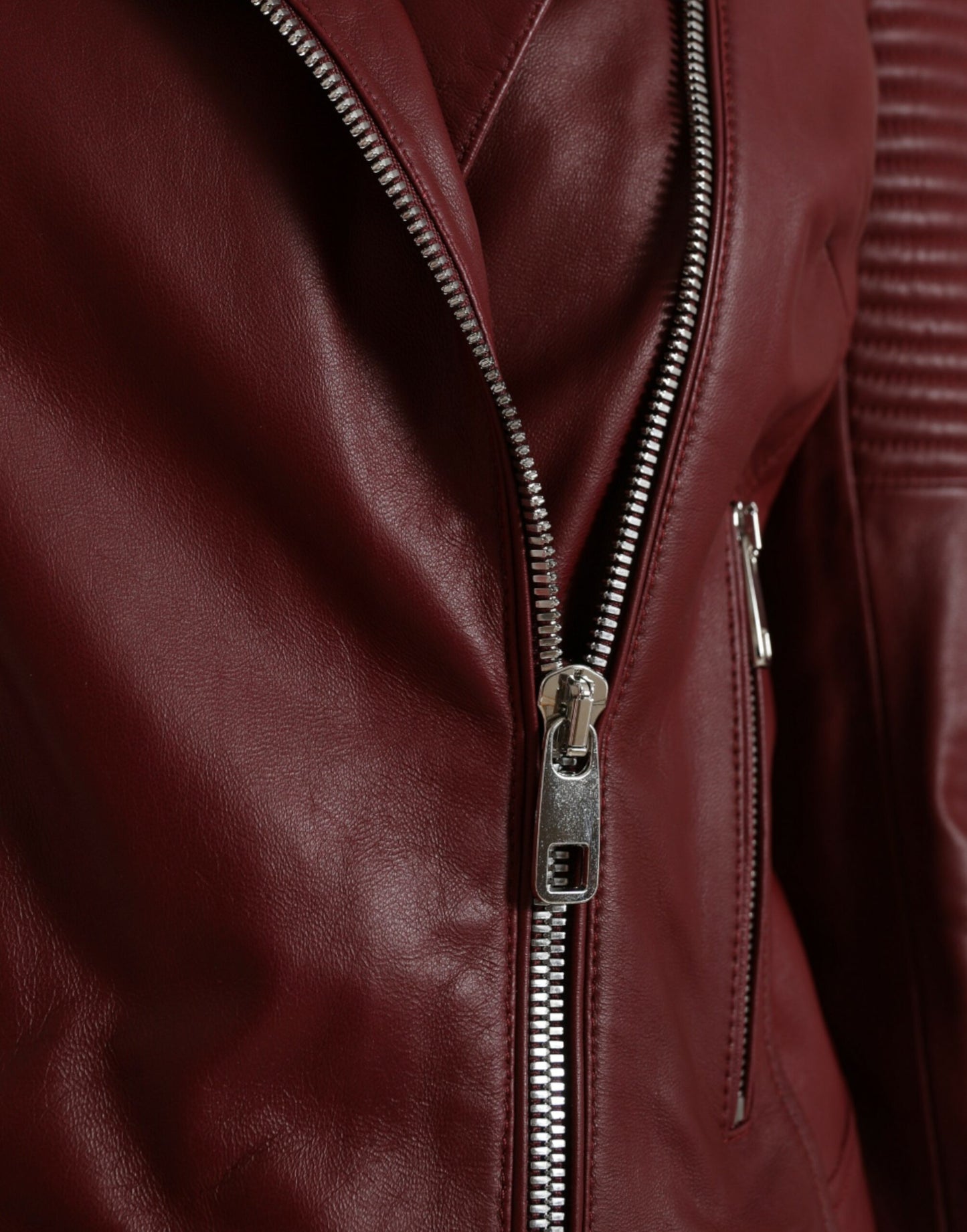 Dolce & Gabbana Bordeaux Leather Biker Coat Lambskin Jacket