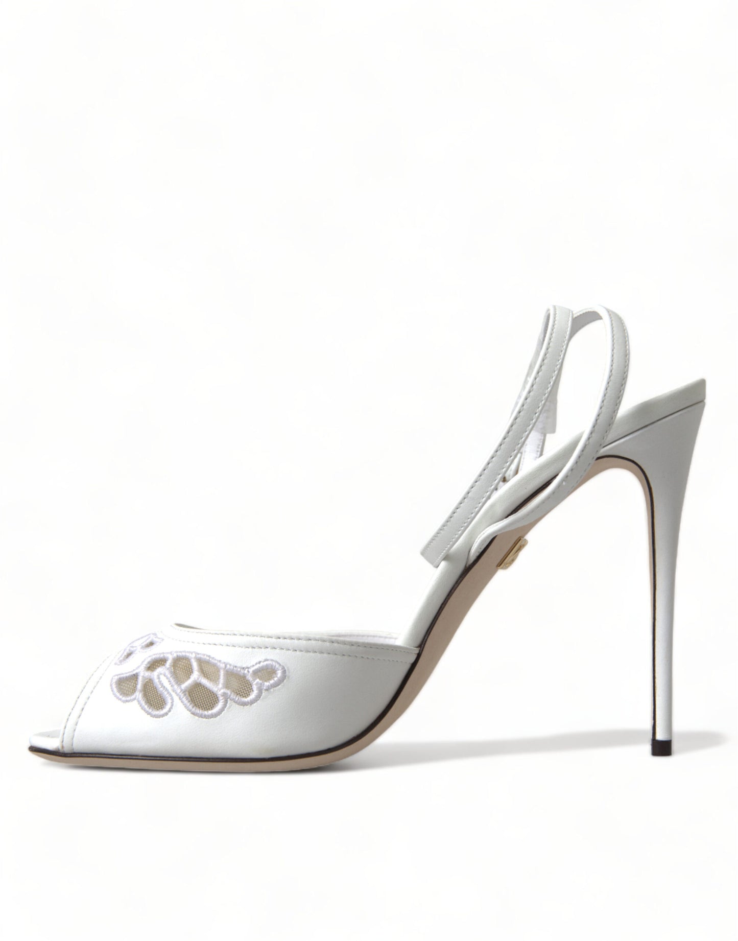 Dolce & Gabbana White Embroidered Ankle Strap Sandals Shoes