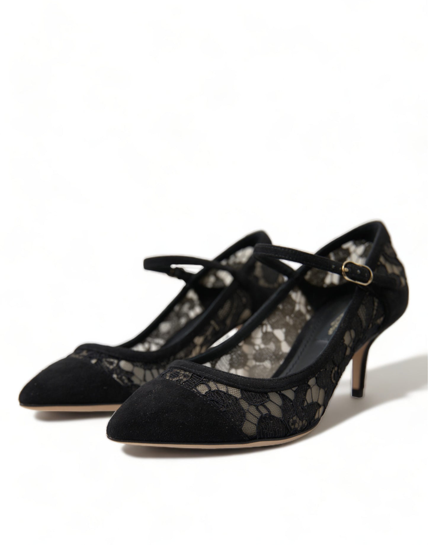 Dolce & Gabbana Black Viscose Taormina Lace Pumps Shoes