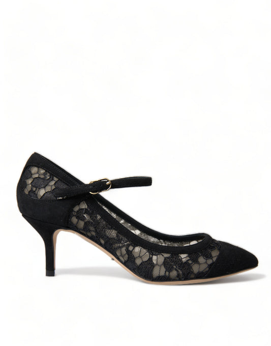 Dolce & Gabbana Black Viscose Taormina Lace Pumps Shoes