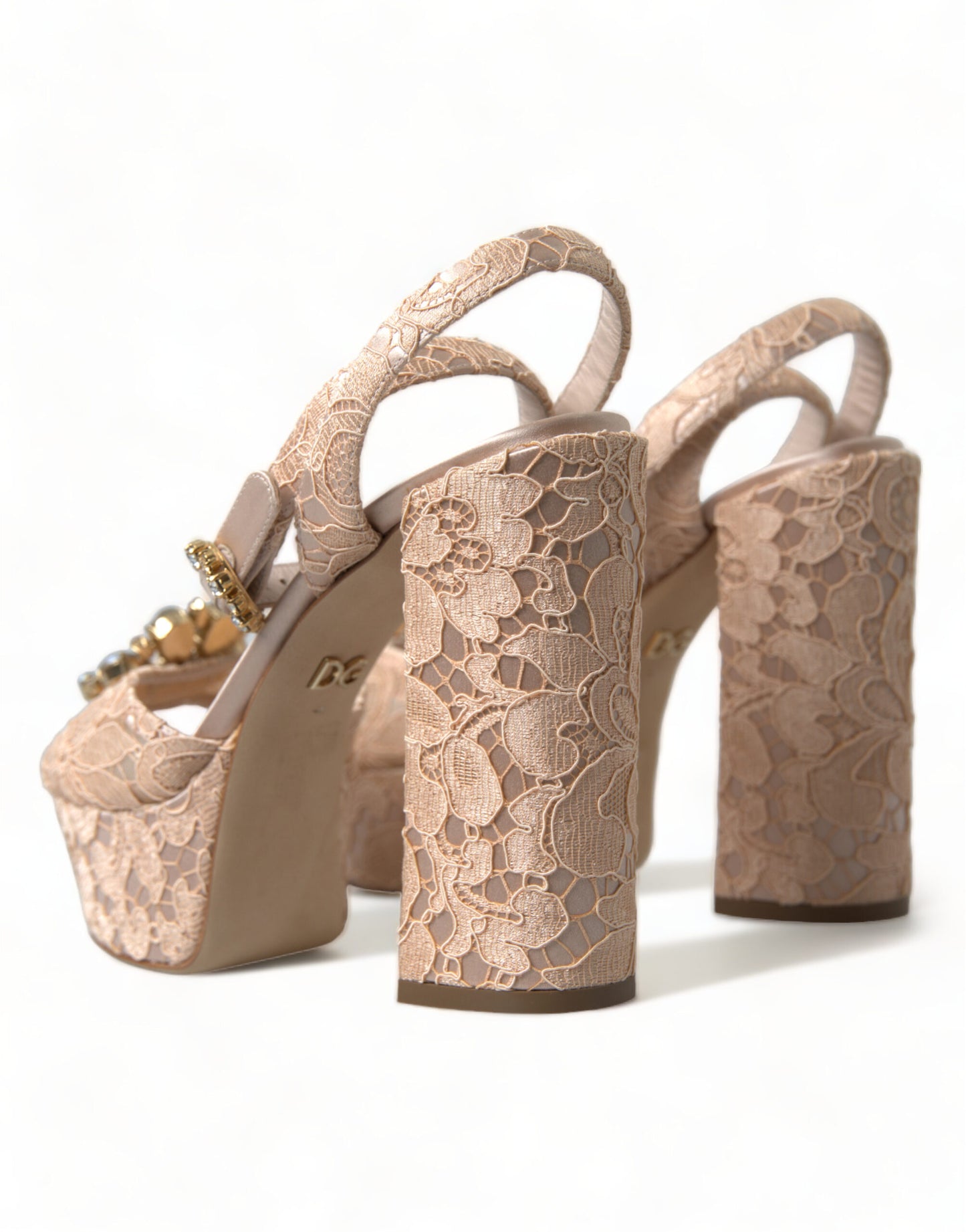 Dolce & Gabbana Pink Lace Taormina Platform Sandals Shoes