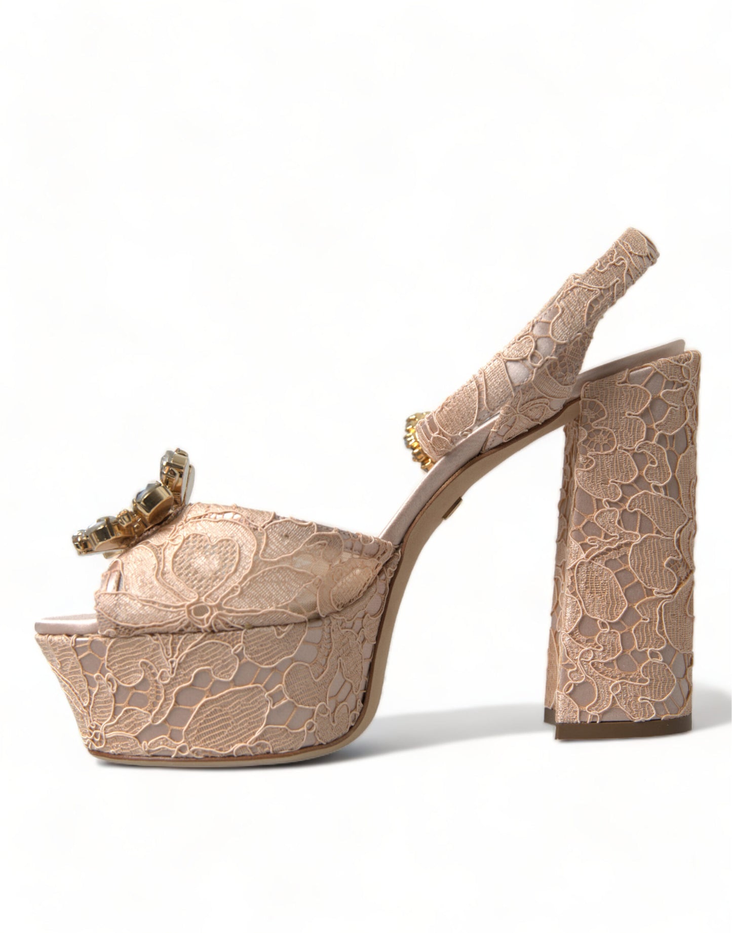 Dolce & Gabbana Pink Lace Taormina Platform Sandals Shoes