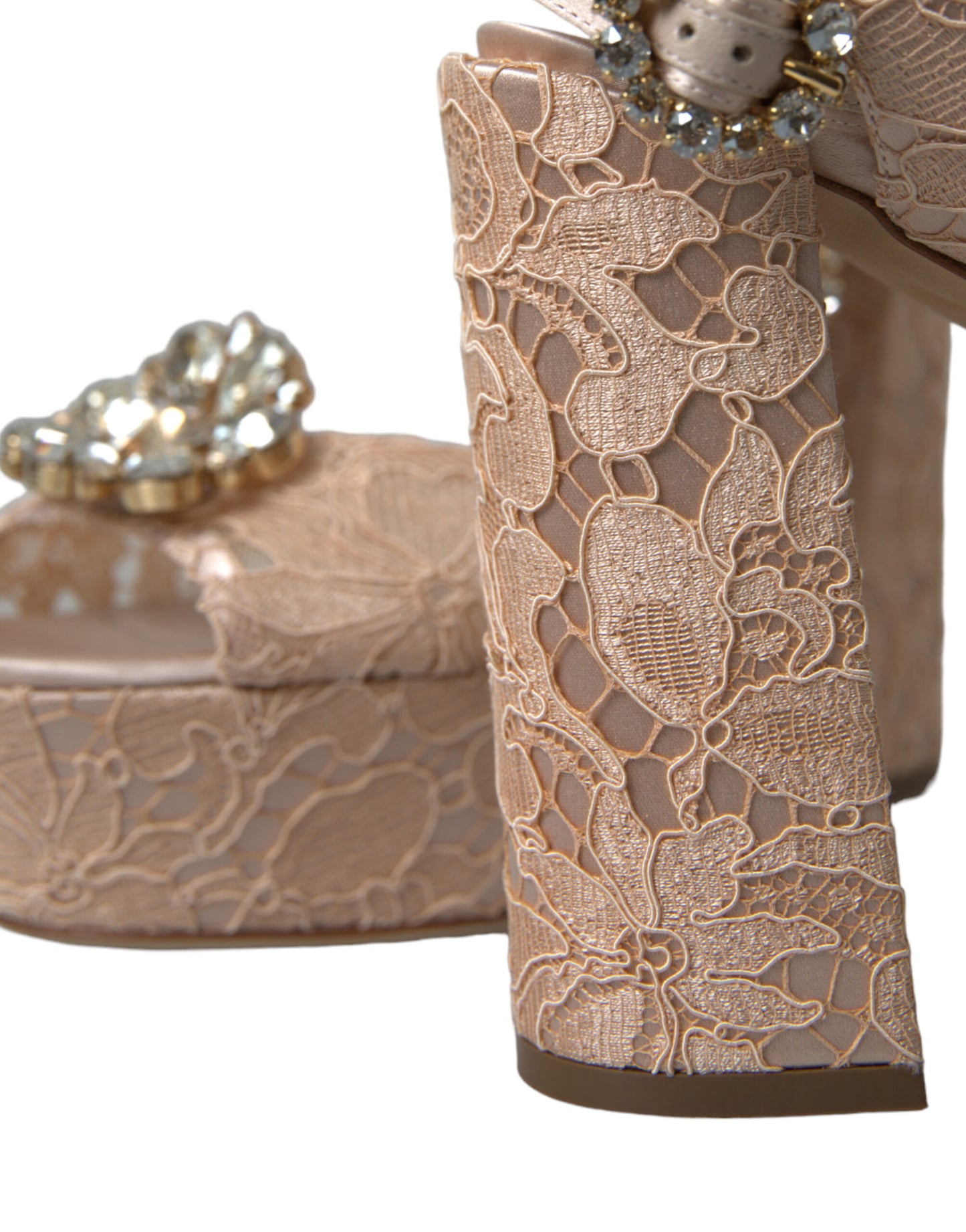 Dolce & Gabbana Pink Lace Taormina Platform Sandals Shoes