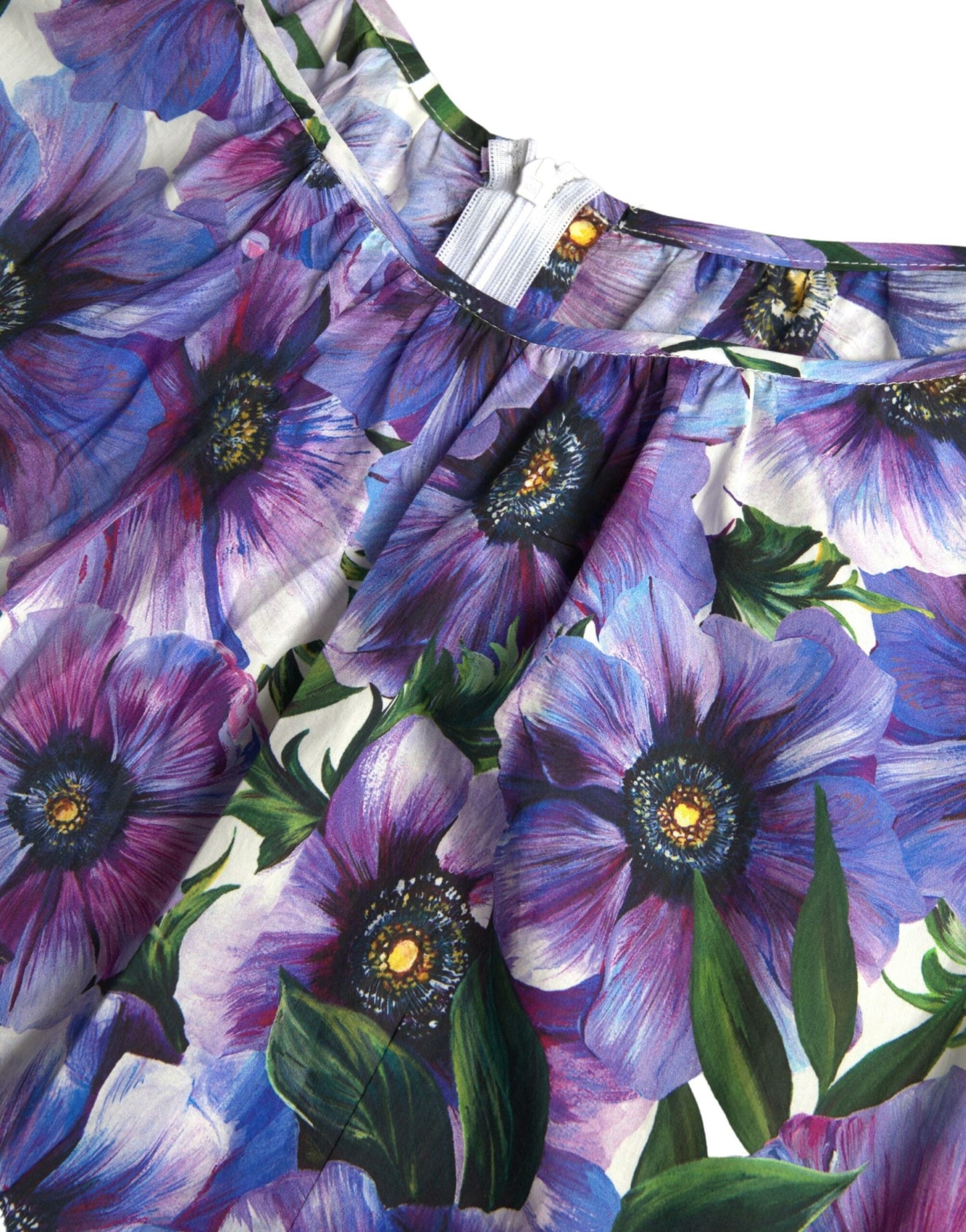 Dolce & Gabbana Purple Anemone Stretch Cotton A-line Dress