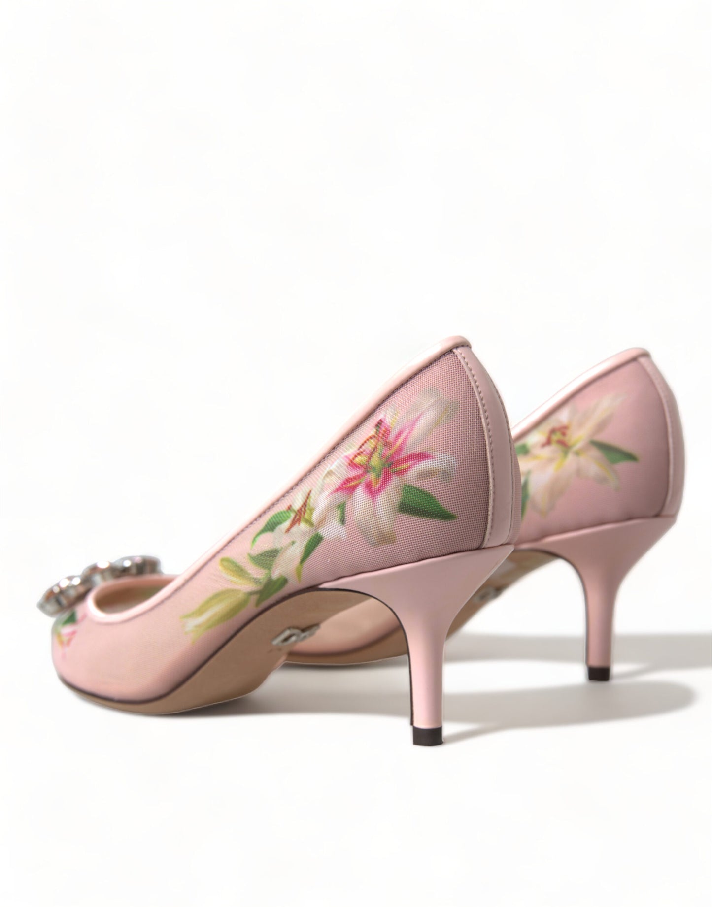 Dolce & Gabbana Pink Floral Crystal Heels Pumps Shoes