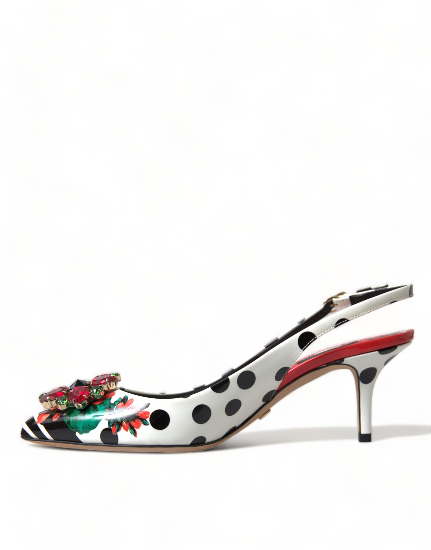 Dolce & Gabbana Multicolor Leather Crystal Slingback Pump Heels Shoes