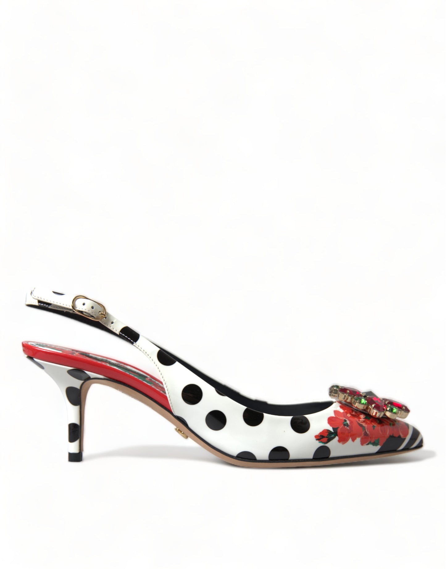 Dolce & Gabbana Multicolor Leather Crystal Slingback Pump Heels Shoes