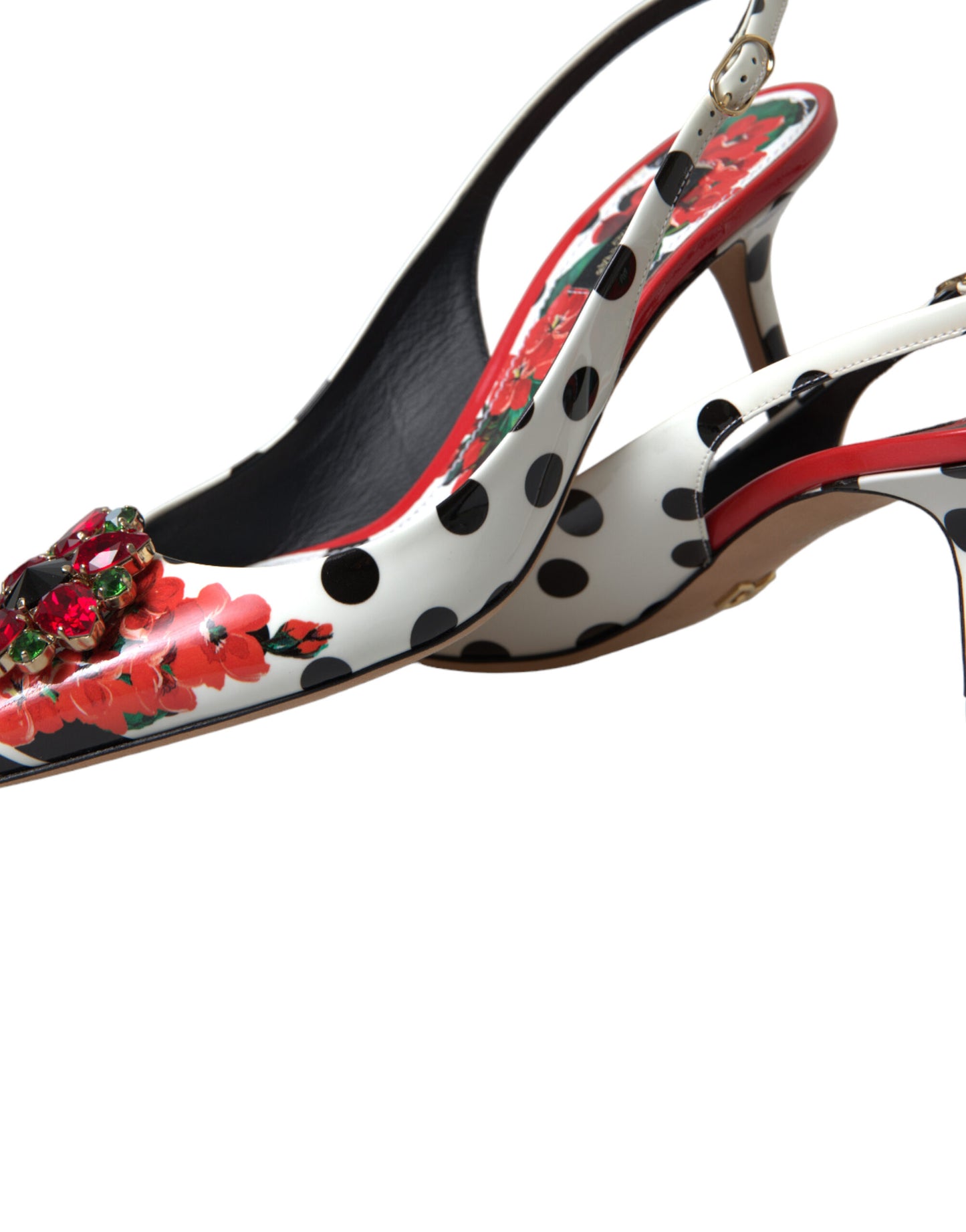 Dolce & Gabbana Multicolor Leather Crystal Slingback Pump Heels Shoes