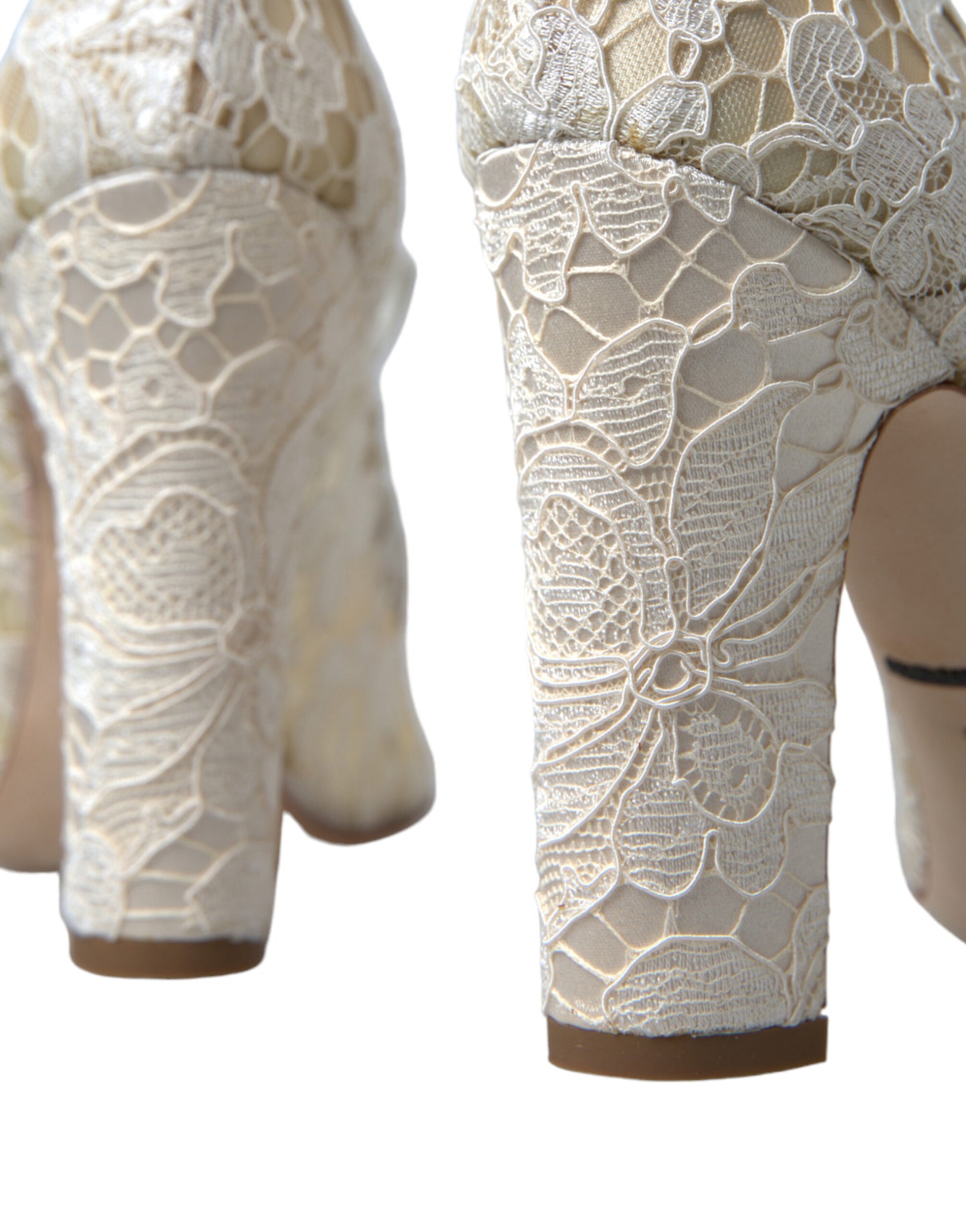 Dolce & Gabbana White Lace Crystals Heels Sandals Shoes