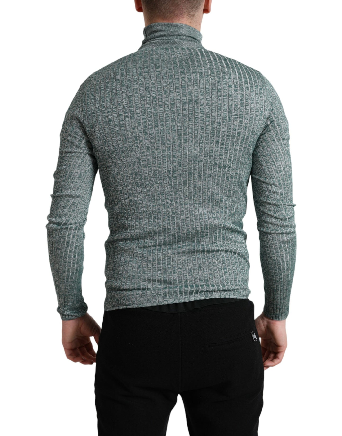 Dolce & Gabbana Green Polyester Turtleneck Pullover Sweater