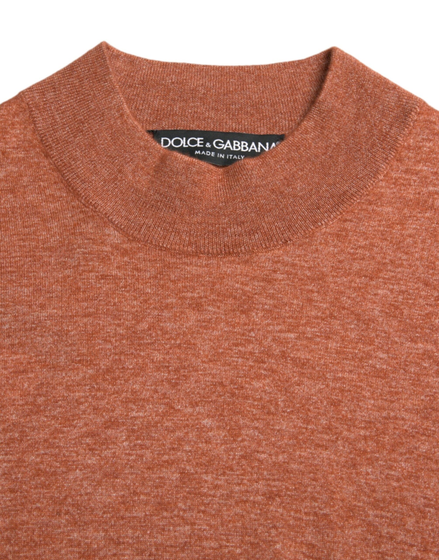 Dolce & Gabbana Orange Cashmere Crew Neck Pullover Sweater