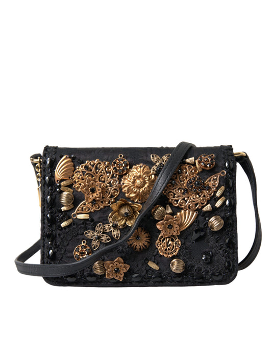 Dolce & Gabbana Black Embellished Baroque Crossbody Shoulder Bag