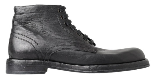 Dolce & Gabbana Black Horse Leather Perugino Boots