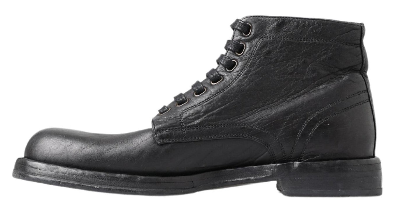 Dolce & Gabbana Black Horse Leather Perugino Boots