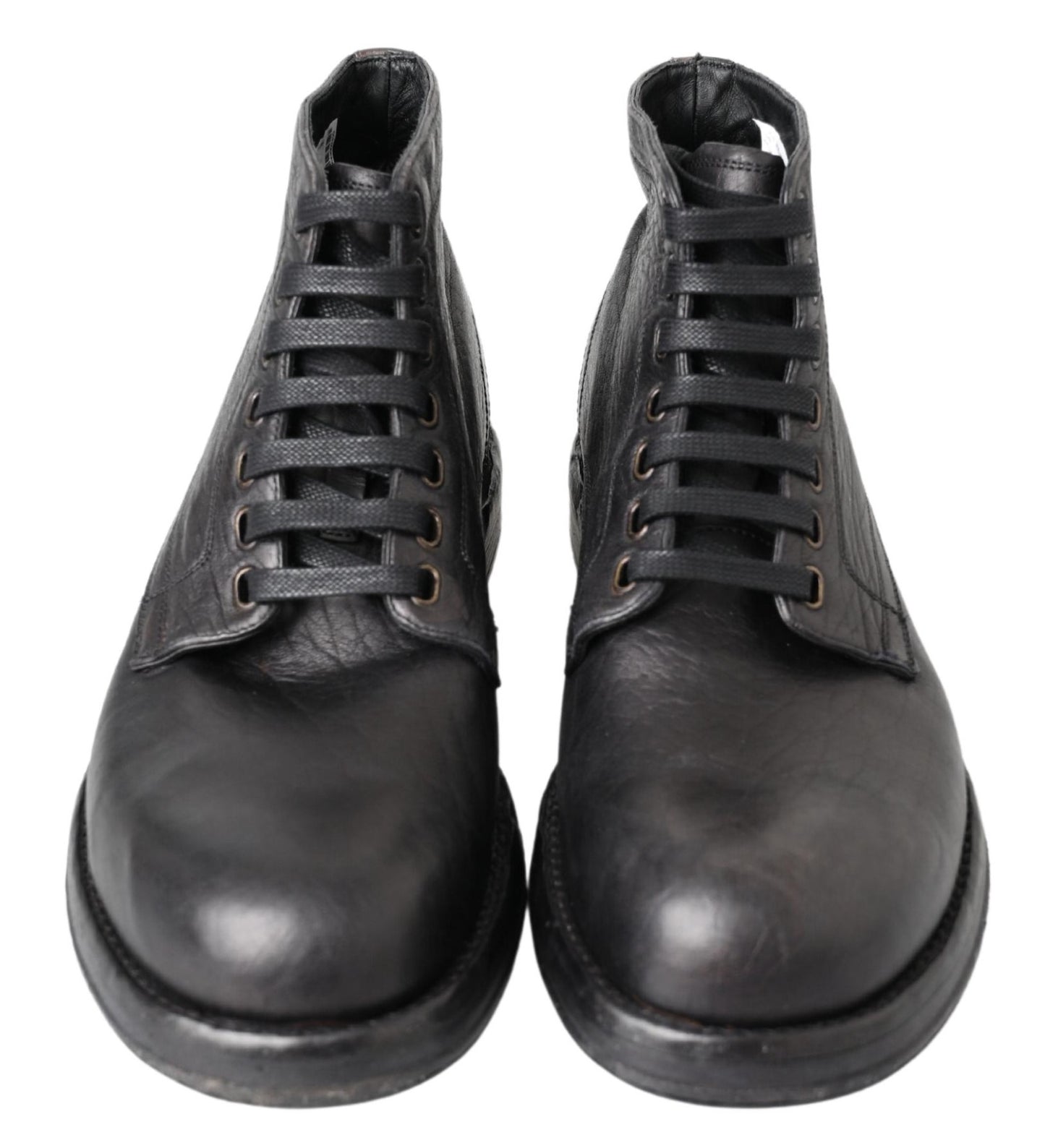 Dolce & Gabbana Black Horse Leather Perugino Boots